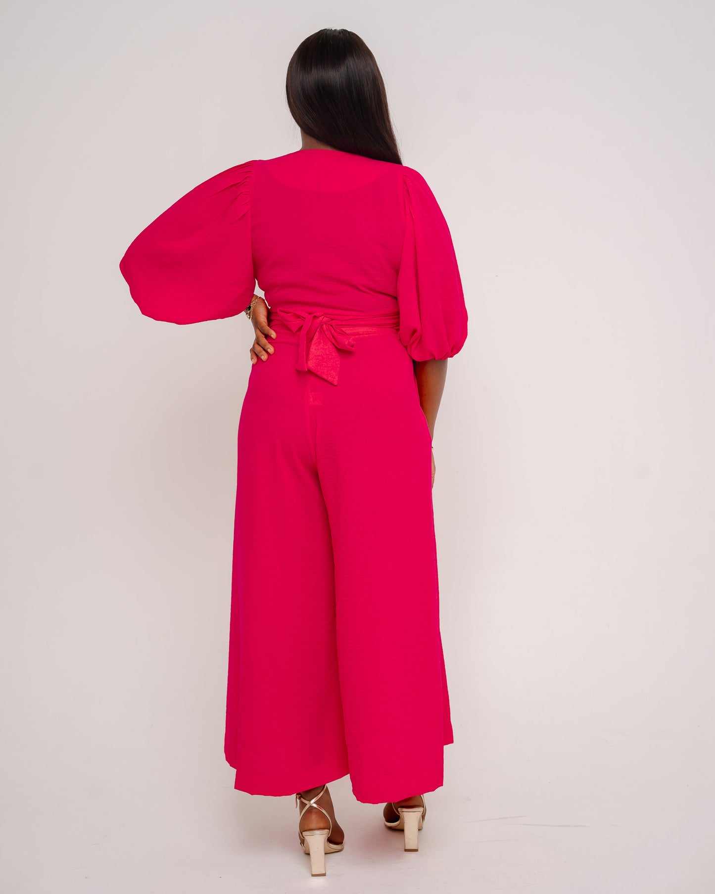 CERISE PINK FLARED PANTS