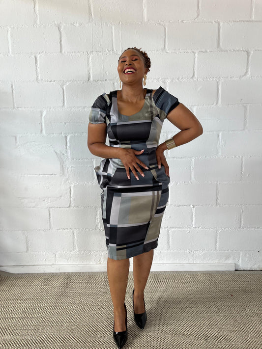 FR1110 GREY/BLACK ODILE DRESS