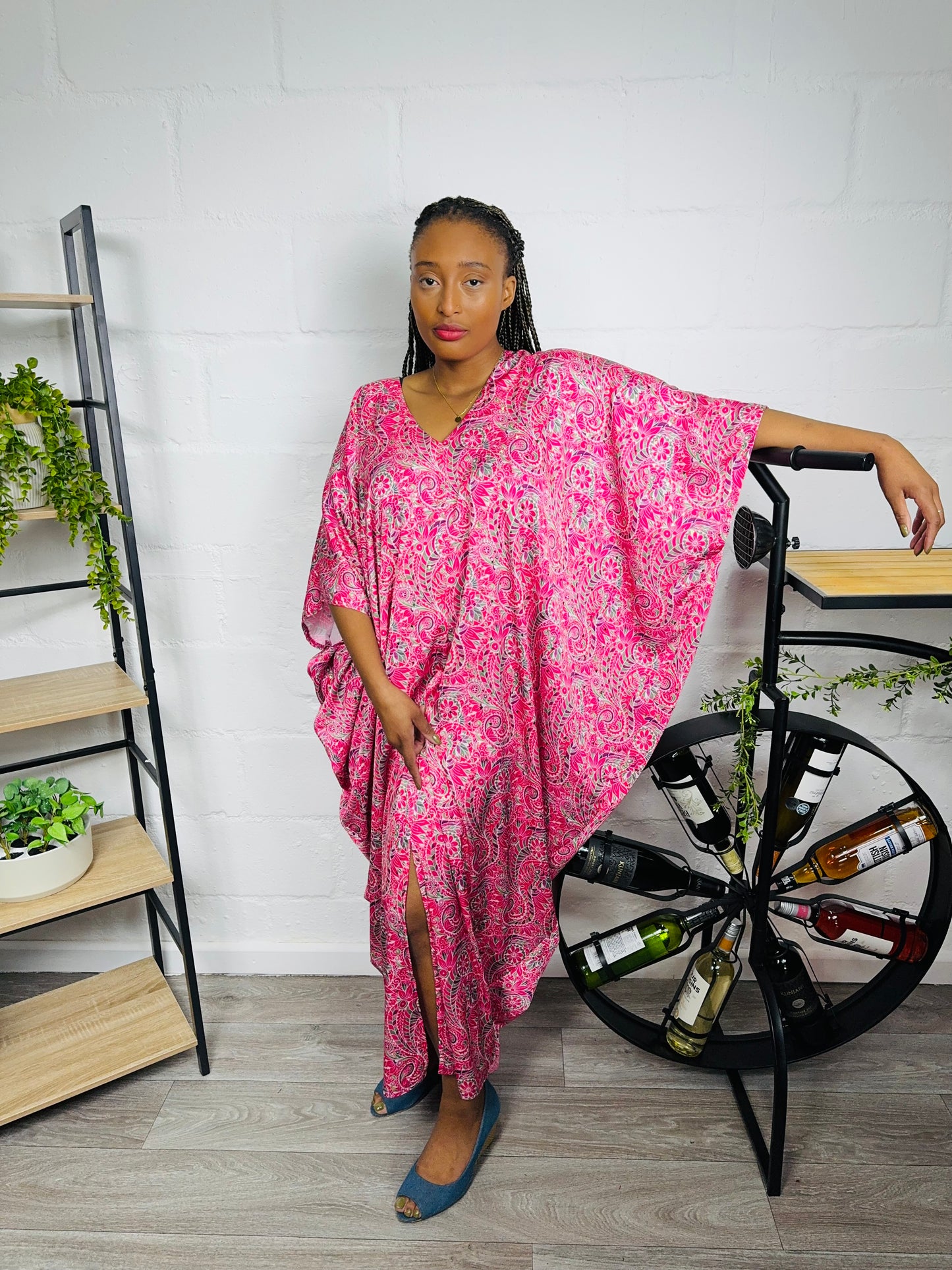 PINK FLORAL KAFTAN DRESS