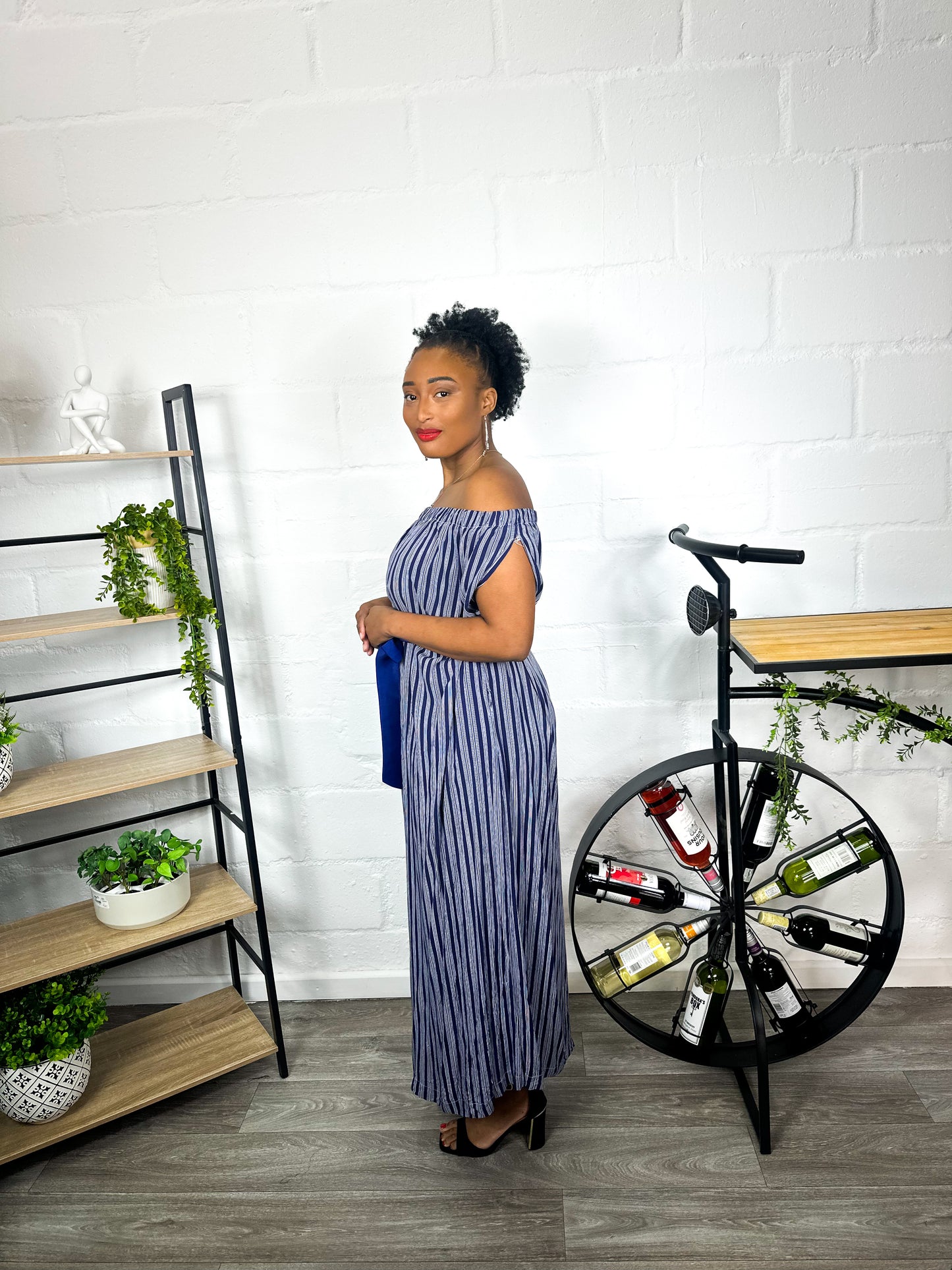 BLUE STRIPPED SLEEVELESS JUMPSUIT