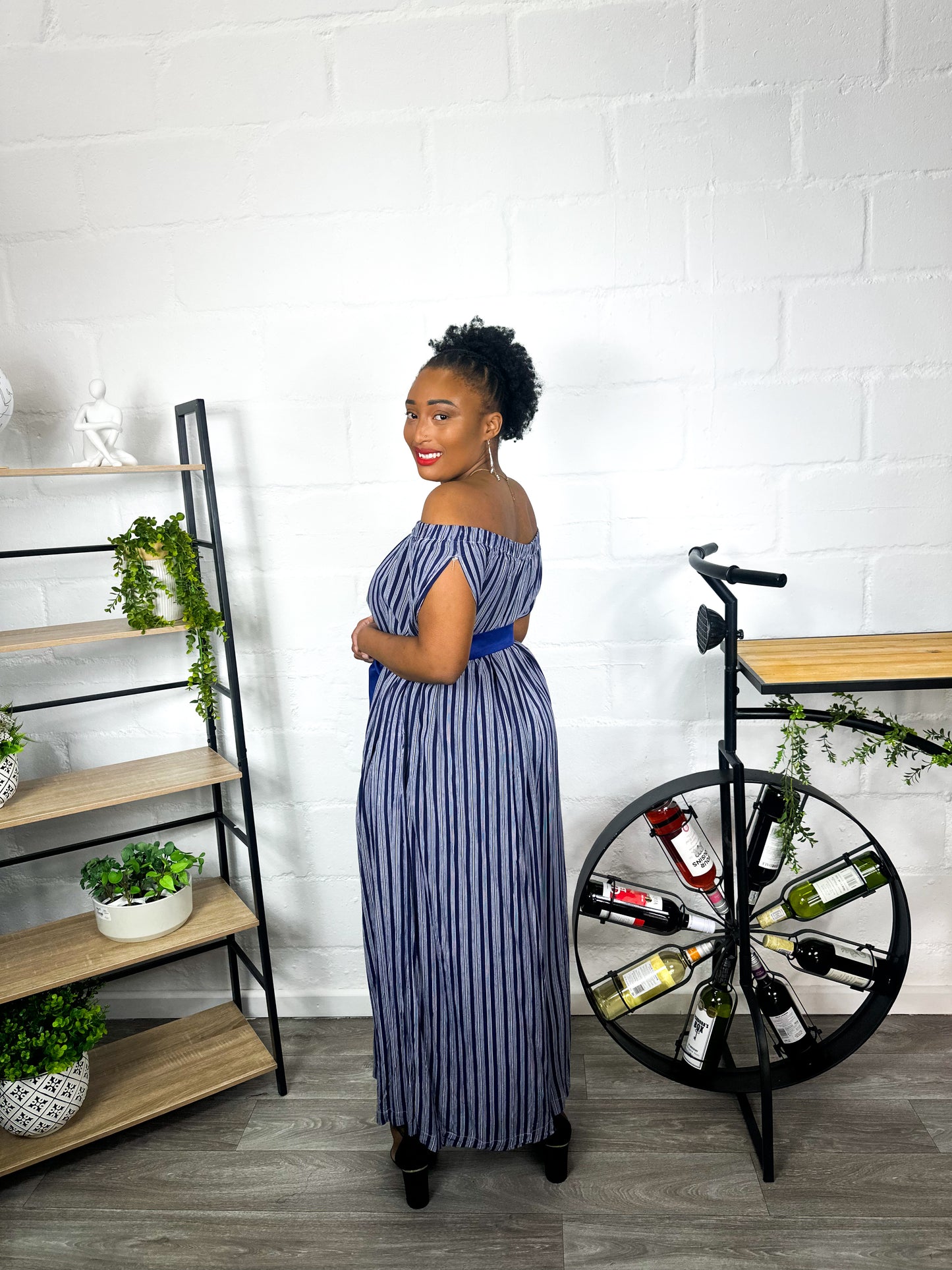 BLUE STRIPPED SLEEVELESS JUMPSUIT