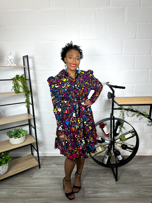 MULTICOLOR ANKARA SHIRT DRESS