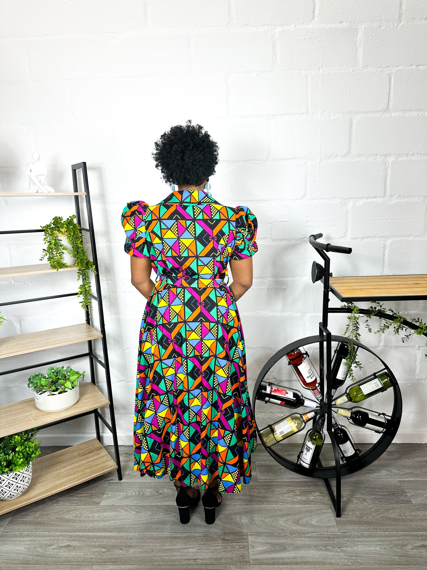 GEOMETRIC MULTICOLOR ANKARA SHIRT DRESS