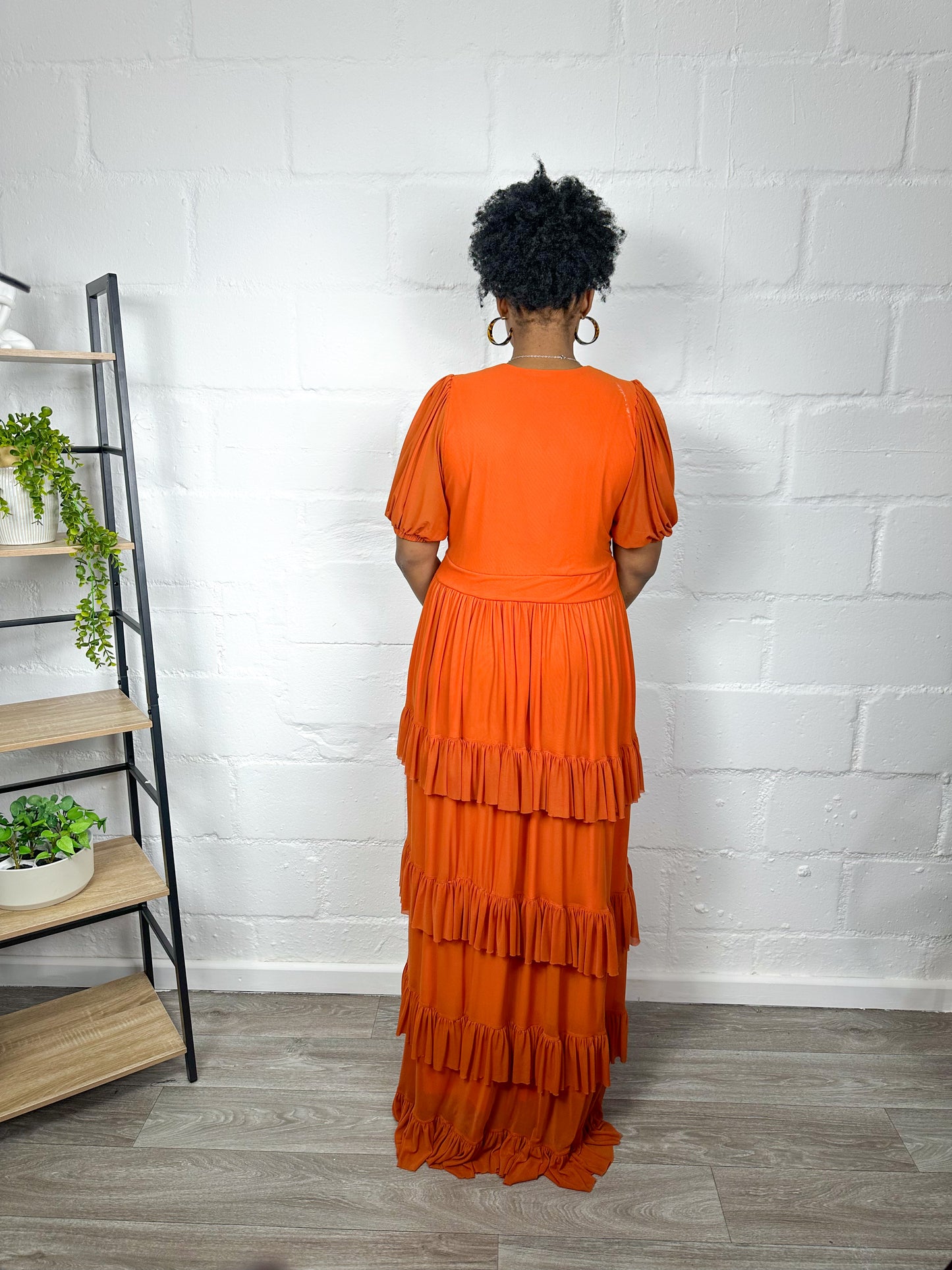 ORANGE MULTILAYERED MAXI DRESS