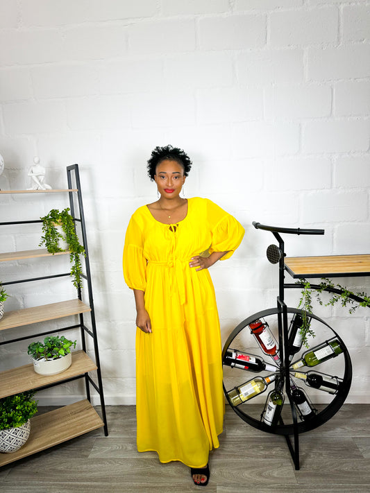 YELLOW MAXI GIPSY DRESS